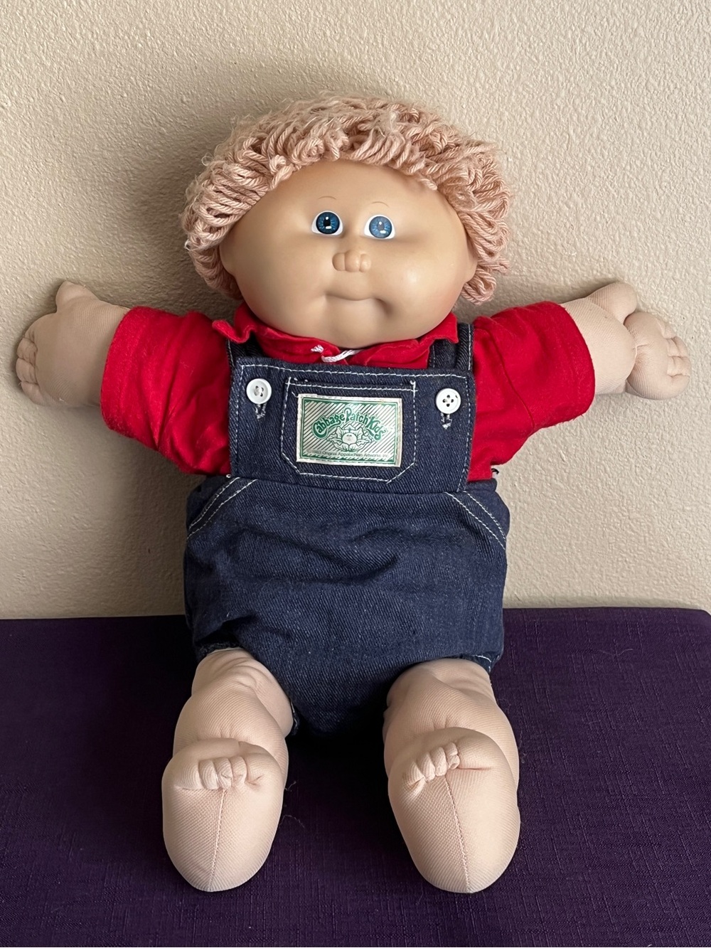Cabbage Patch Kids Classic Doll in Red Shirt and Denim Overalls